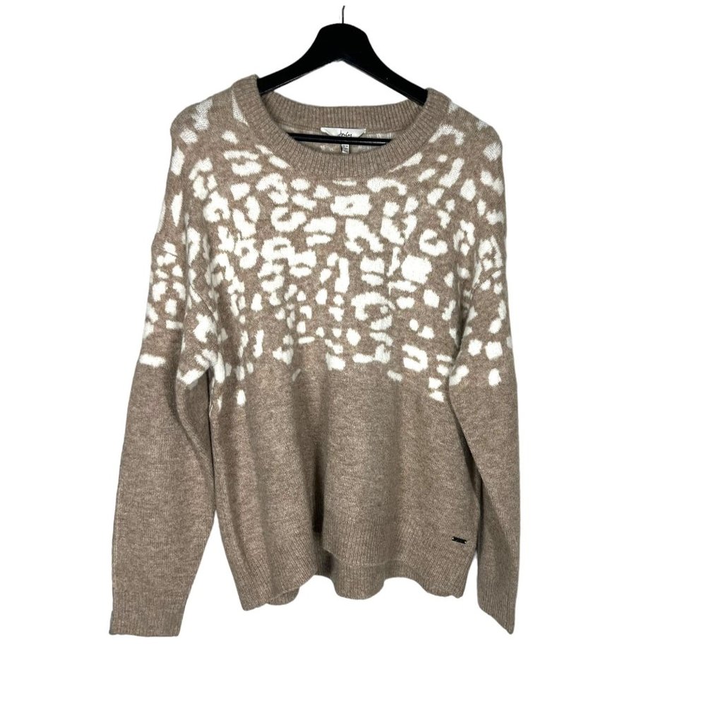 Joules Niamh Tan Leopard Print Oversized Wool Blend Sweater 10